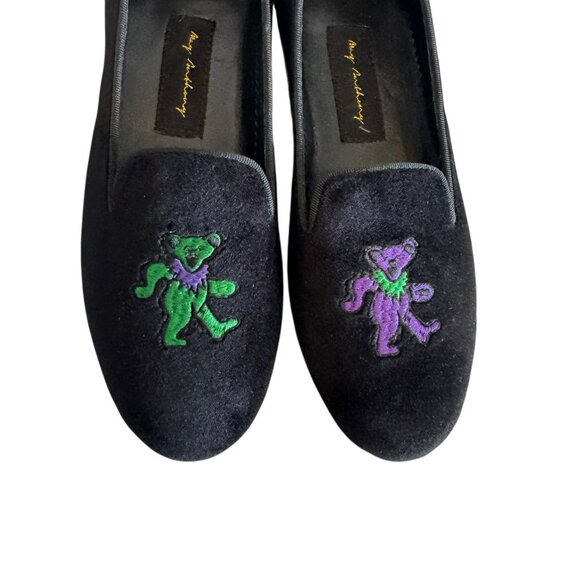 May Anthony Velvet loafers womens size 7 dancing grateful bears black shoes flat - Picture 3 of 15